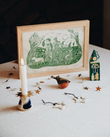 Windy Walk Lino Print Art Prints by the Bay