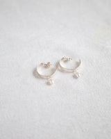Inverse Pearl Hoops - Silver Jewellery Olivia Taylor