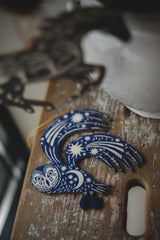 Owl Midnight Screenprinted Wooden Decoration Homeware Folded Forest