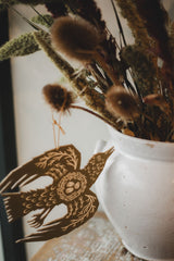 Woodland Bird Screenprinted Wooden Decoration Homeware Folded Forest
