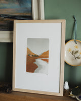A House in the Mountains Lino Print – Rust
