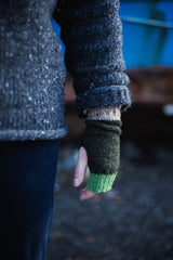 Donegal Wool Wrist Warmers - Dark Speckle Green Accessories Rove Knitwear