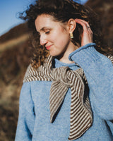Triangle Shawl Scarf – Cedar Brown Stripe Knitwear Rove Knitwear