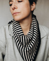 Merino Triangle Scarf - Black Stripe Accessories The Tartan Blanket Co