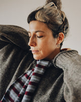 Merino Wool Neck Tie in Burgundy Stripe Knitwear The Tartan Blanket Co