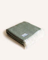 Fishbone Wool Throw - Olive Homeware Tweedmill