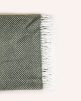 Fishbone Wool Throw - Olive Homeware Tweedmill