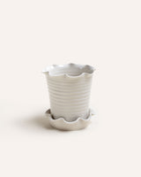 Frilly Stoneware Plant Pot & Saucer Homeware Paige Mitchell