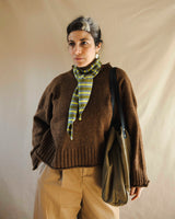 Merino Wool Neck Tie in Green Stripe Knitwear The Tartan Blanket Co