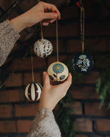 Papier Mache Christmas Baubles – Blue & Brown Seasonal / Occasion Mahe Homeware