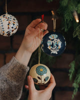 Papier Mache Christmas Baubles – Blue & Brown Seasonal / Occasion Mahe Homeware