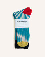 Merino Wool Socks – Blue/Cream 6-11 Knitwear Scarlet Knitwear