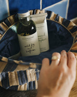 Crescent Wash Bag – Navy Stripe Accessories The Tartan Blanket Co