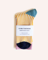 Merino Wool Socks - Yellow/White 4-7 Knitwear Scarlet Knitwear