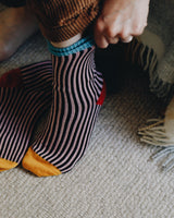 Merino Wool Socks - Navy/Rose 4-7 Knitwear Scarlet Knitwear