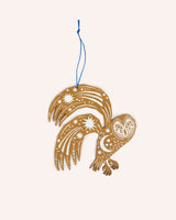 Owl Ochre Screenprinted Wooden Decoration Homeware Folded Forest