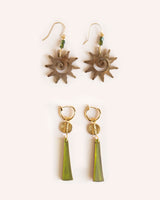 Brass Swirl & Green Drop Earrings Accessories Pepper You