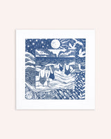 Into the Waves Lino Print Art Prints by the Bay