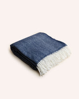 Fishbone Wool Throw Navy Homeware Tweedmill