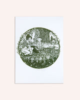 The Gardener's Lino Print Artwork Prints by the Bay