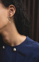 Inverse Pearl Hoops - Silver Jewellery Olivia Taylor