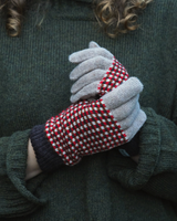 Unisex Lambswool Gloves – Red & Brown Check Knitwear Rove Knitwear