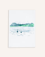 Skye Swimmers Risograph Print Art Louise Smurthwaite
