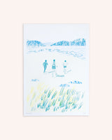 Running into the Sea Risograph Print Art Louise Smurthwaite