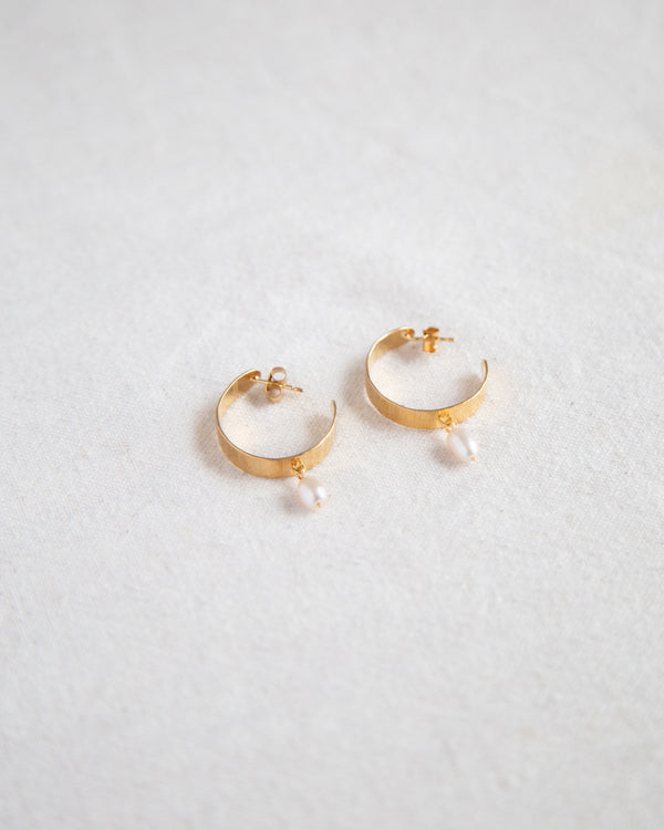 Inverse Pearl Hoops - Gold Vermeil Jewellery Olivia Taylor   