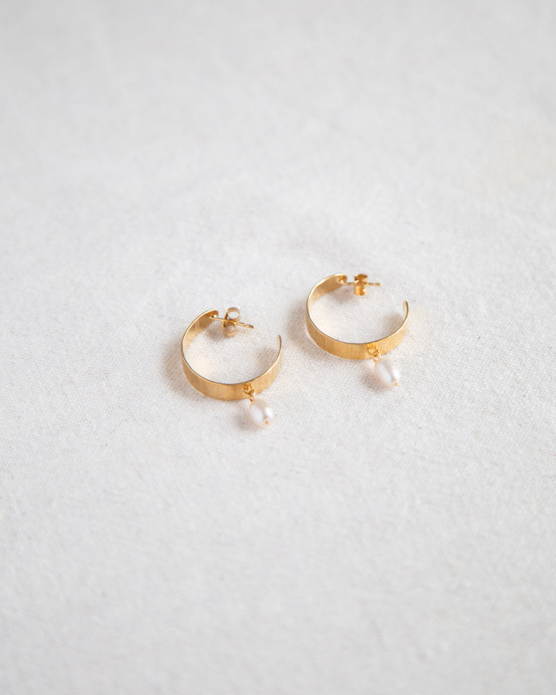 Inverse Pearl Hoops - Gold Vermeil Jewellery Olivia Taylor   