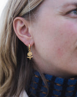 Pansy Flower Gold Charm Earrings Jewellery Roake