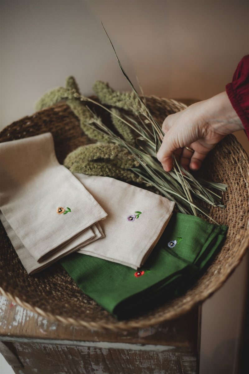 Pansy Linen Napkins Set of 4 Homeware Lappliq