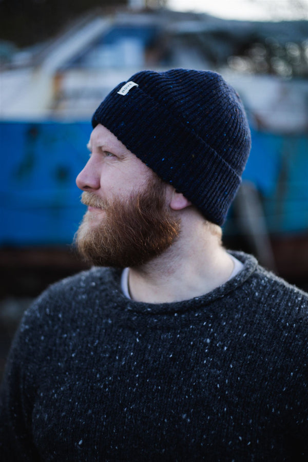 Donegal Beanie - Navy Blue Accessories Rove Knitwear