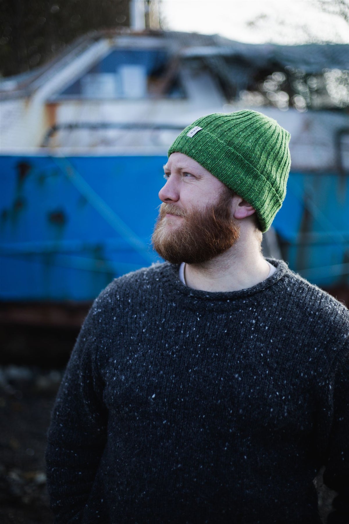 Vintage Donegal Design Blue Green Pure Wool Handwoven Winter Hat Donegal Beanies - Made in Ireland | Hanna Hats main image 4