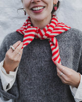 Stripe Neckerchief - Oatmeal & Red Accessories Scarlet Knitwear