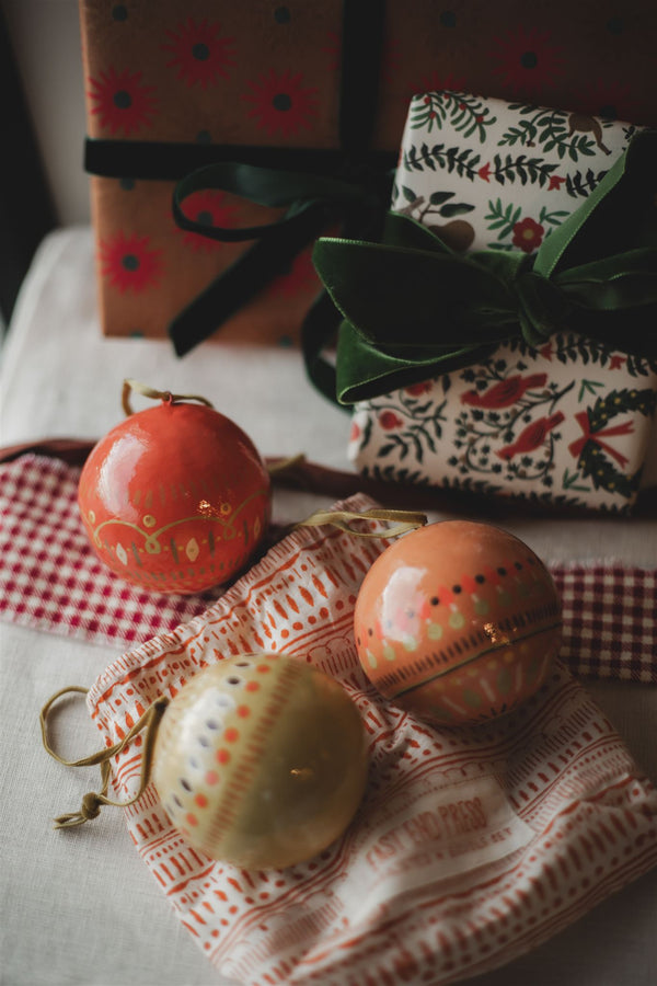 Yuletide Gold Christmas Baubles – Set of Three Homeware East End Press