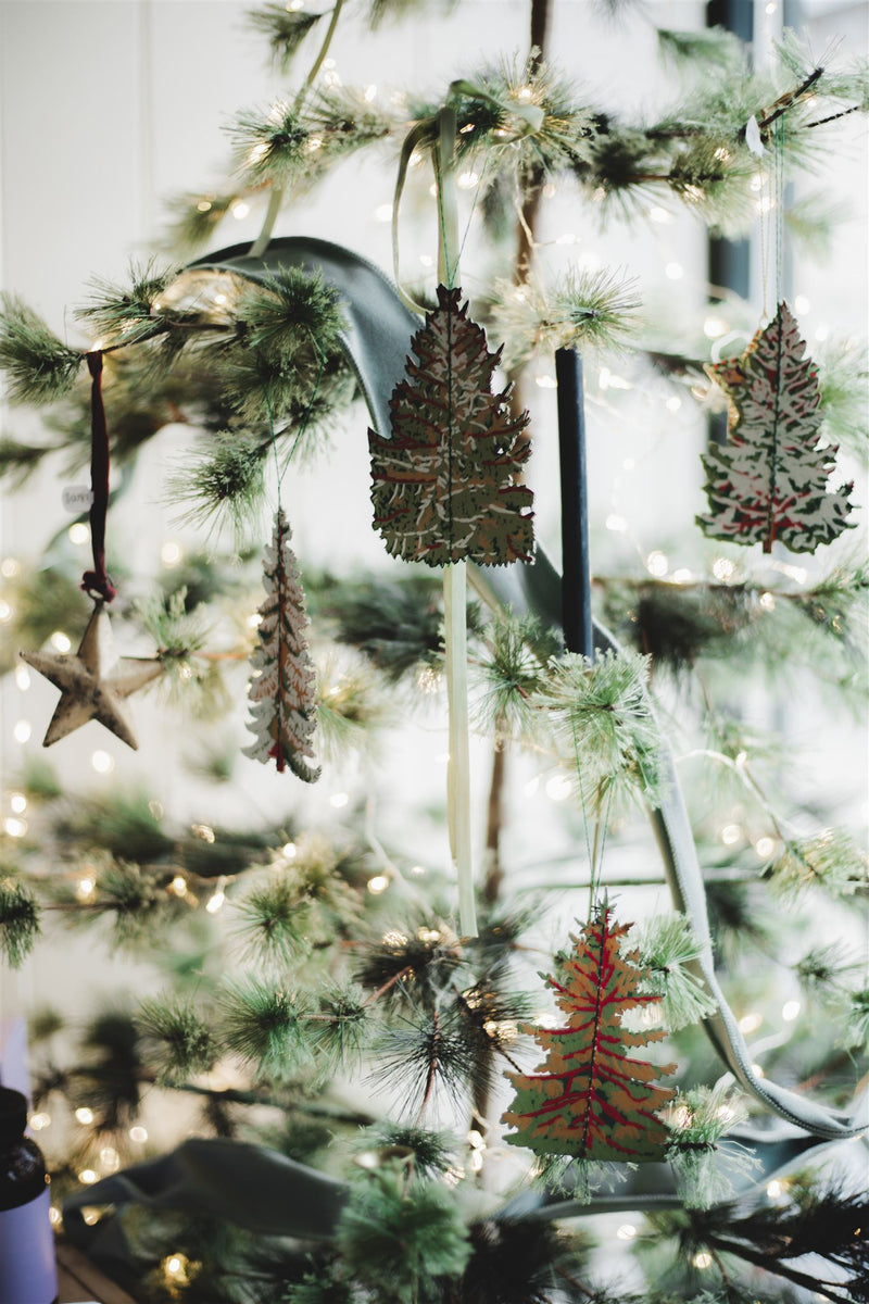 Forest Paper Christmas Tree Decorations Set of 4 Homeware East End Press