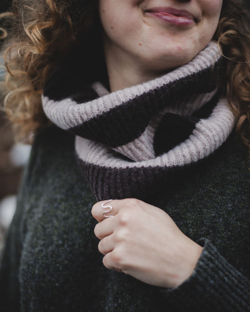 Stripe Fisherman Snood – Coffee Knitwear Rove Knitwear