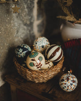 Papier Mache Christmas Baubles – Blue & Brown Seasonal / Occasion Mahe Homeware