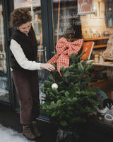 Large Linen Bow in Toffee Gingham Homeware The Primitive Home