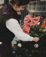 Large Linen Bow in Toffee Gingham Homeware The Primitive Home