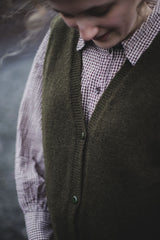 Button Up Vest – Olive Knitwear Rove Knitwear
