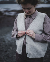 Button Up Vest – Natural Marl Knitwear Rove Knitwear