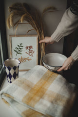 Meadow Check Wool Throw - Yellow Homeware Tweedmill