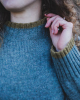 Trim Jumper – Dee Blue & Lichen Knitwear RYVOAN