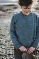 Trim Jumper – Dee Blue & Lichen Knitwear RYVOAN