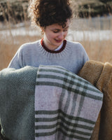 Fishbone Wool Throw - Olive Homeware Tweedmill