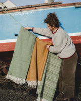 Fishbone Wool Throw - Mustard Homeware Tweedmill