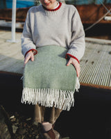 Fishbone Wool Throw - Olive Homeware Tweedmill