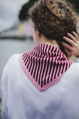 Merino Wool Triangle Scarf – Pink Stripe Knitwear The Tartan Blanket Co
